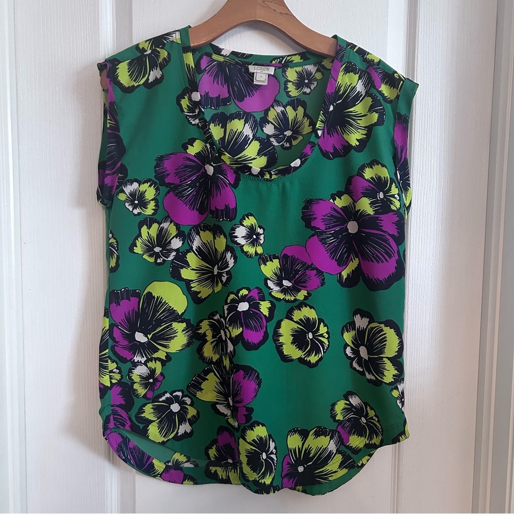 J Crew Large Floral Print Shirt Size 6